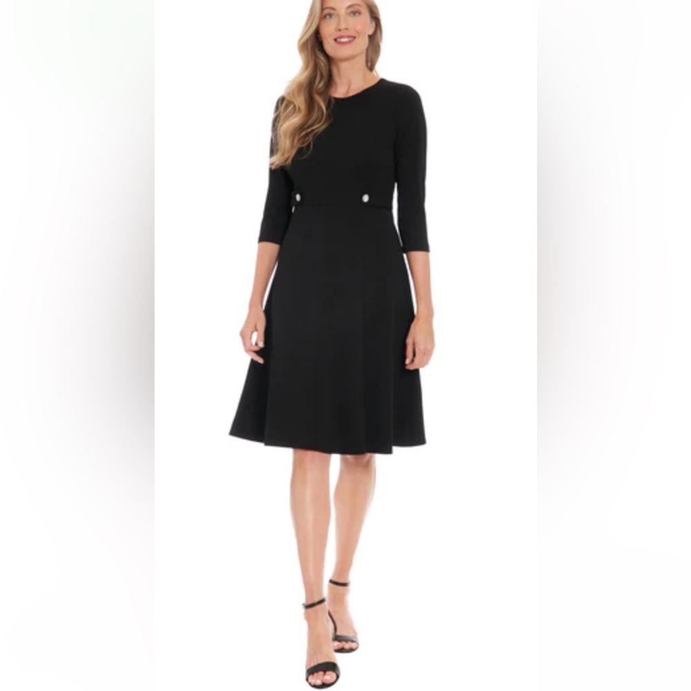 London Times Black Long Sleeve Dress